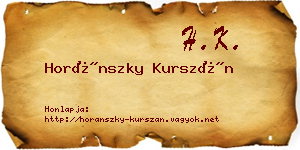 Horánszky Kurszán névjegykártya